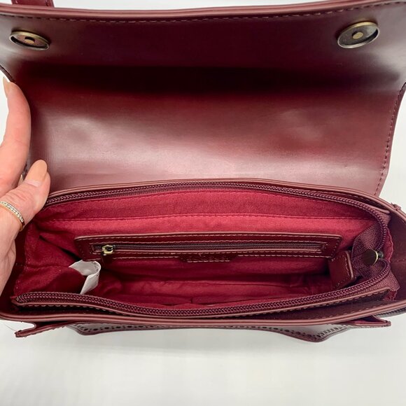 Ecosusi Burgundy Vegan Leather Top Handle Briefcase Satchel - Picture 10 of 10